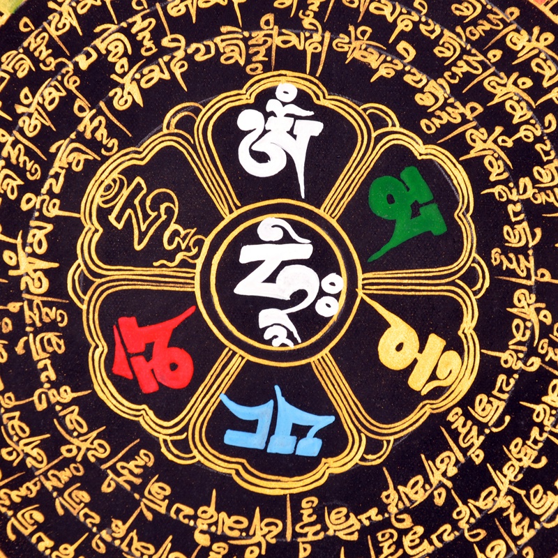 【精美伴手礼】纯手绘唐卡 描金六字真言 尼泊尔手绘唐卡 tp94