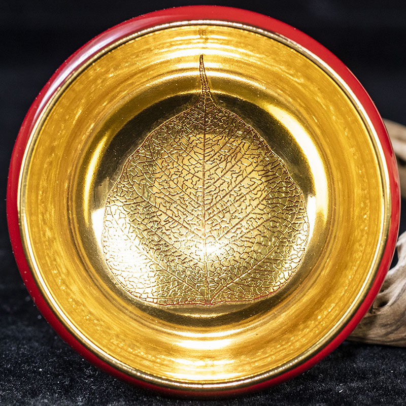 【大漆木叶金杯】徐耀发 大漆鎏金中国风高端主人杯 o10
