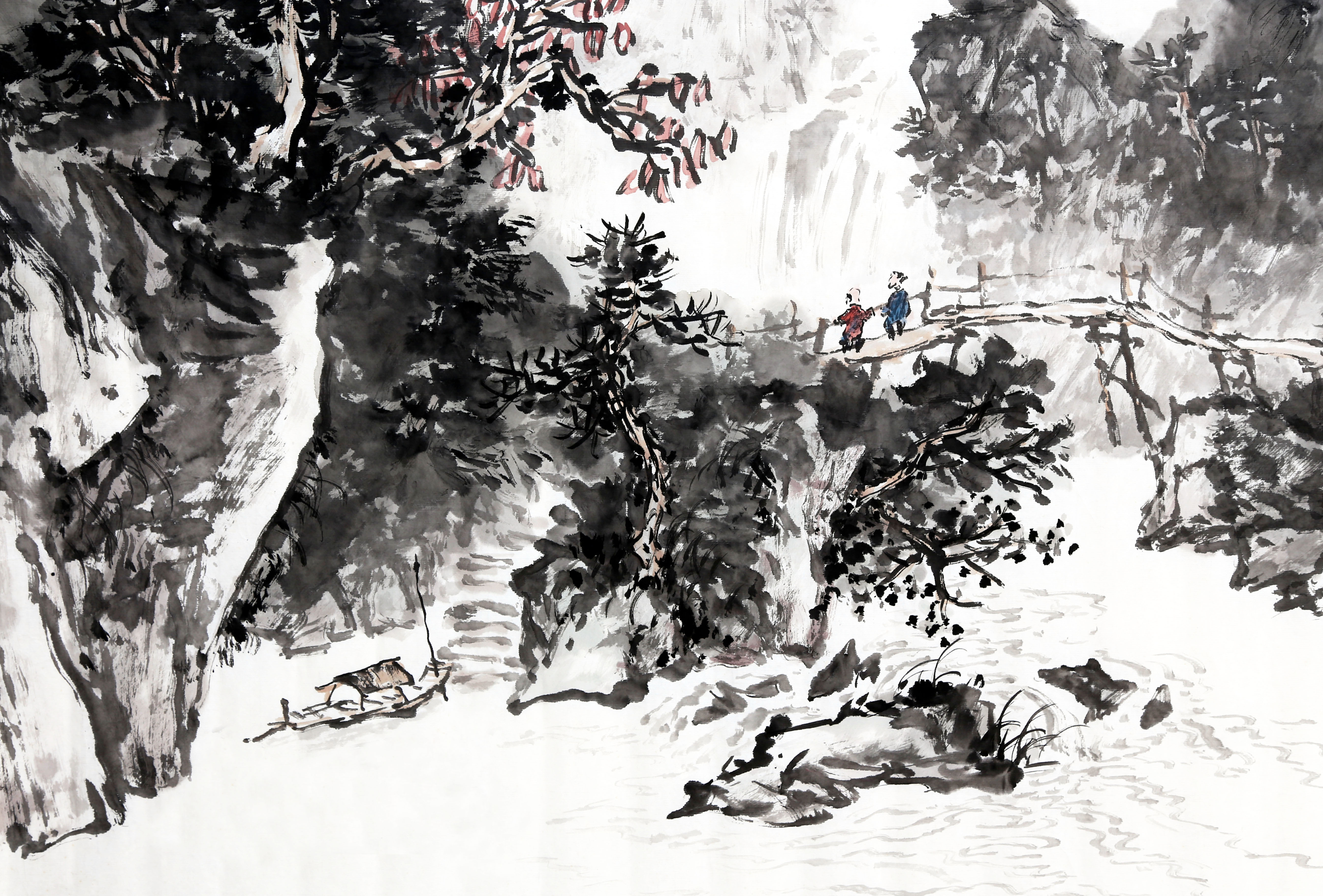 荣宝斋画院 李亮生《山涧流韵》陈绶祥弟子 墨华斋水墨山水画2564