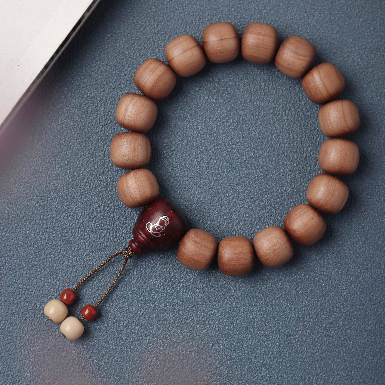 印度老山檀香13x14mm佛珠手串配饰小叶紫檀金膏玉南红文玩收藏