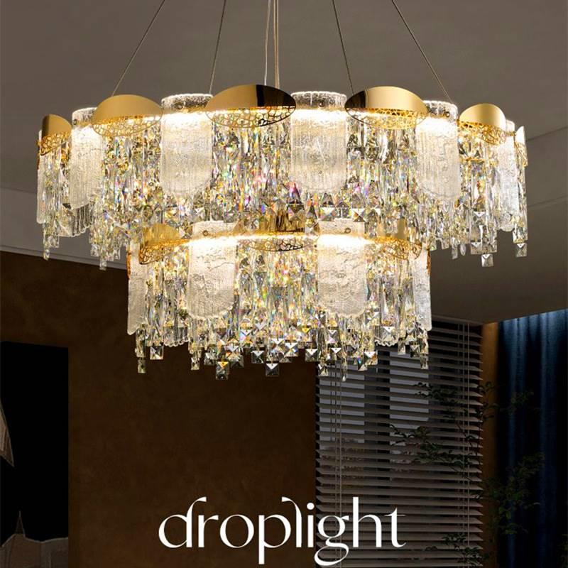 高档琉璃水晶客厅吊灯大气后现代奢华餐厅灯具组合中山品牌灯