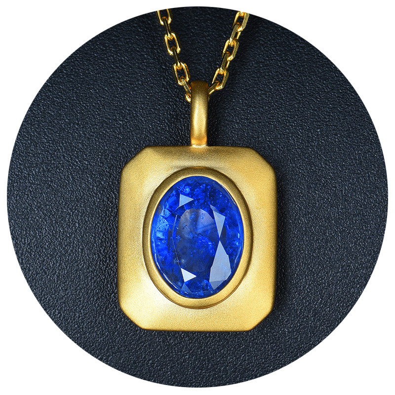 gis证书3克拉天然斯里兰卡皇家蓝蓝宝石锁骨链18k金镶嵌