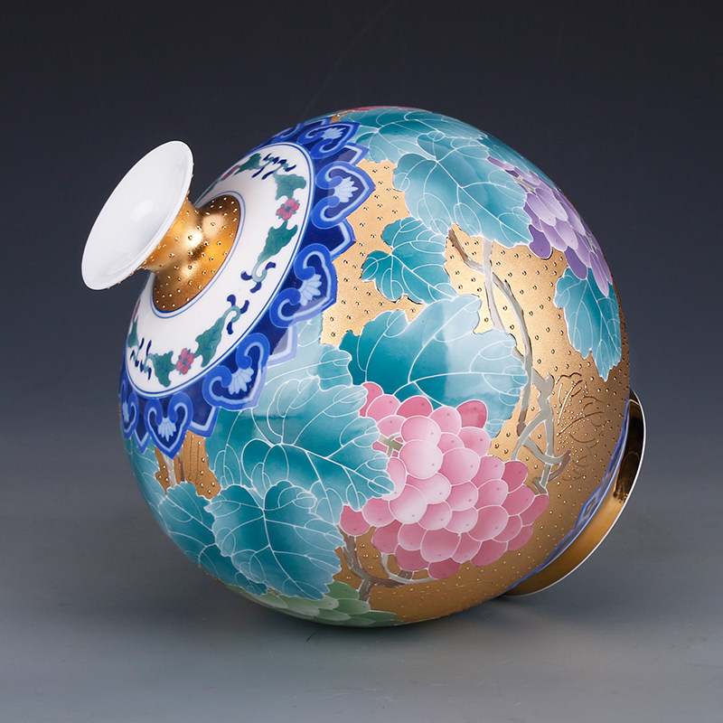 湖南省工艺美术大师 肖建辉作品 硕果累累 花瓶