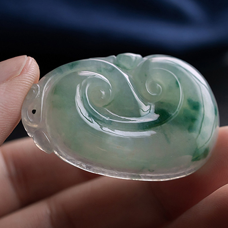 x源头翡翠拍卖a货翡翠水润飘花招财如意玉坠13.43g