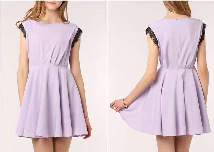 Roem罗燕160浅紫色连衣裙适合身材十分纤细非常