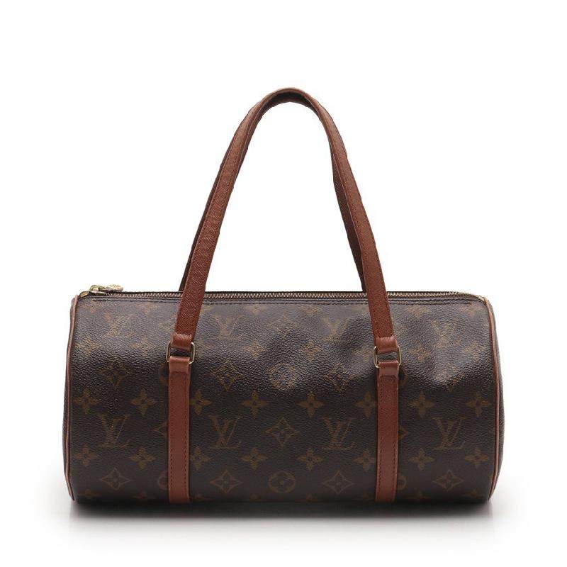 [9.0新]路易威登lv女士papillon30老花手提包pvc真皮茶色490900