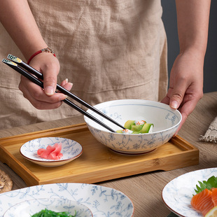 碗碟套装家用日式饭碗釉下彩北欧创意新骨瓷盘景德镇陶瓷餐具套装