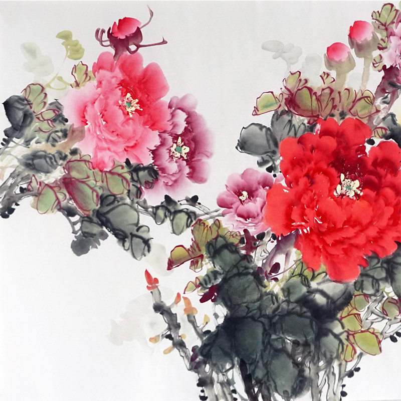 匿名拍卖 1.8米巨幅《国色天香》精品花鸟 书房必备