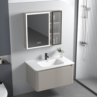 新款加厚蜂窝铝合金浴室柜陶瓷一体盆太空铝卫浴柜卫生间洗手台盆