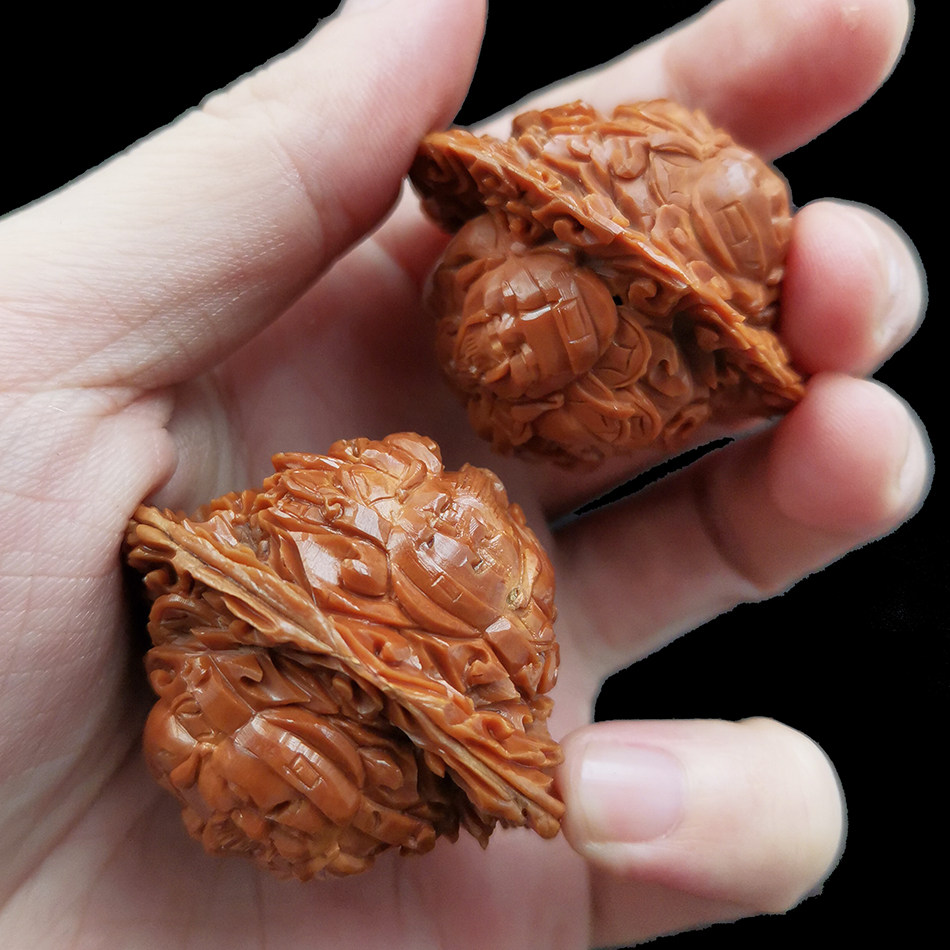 6野生桃核【财神】陈健工作室手串橄榄核雕文玩送礼tc003