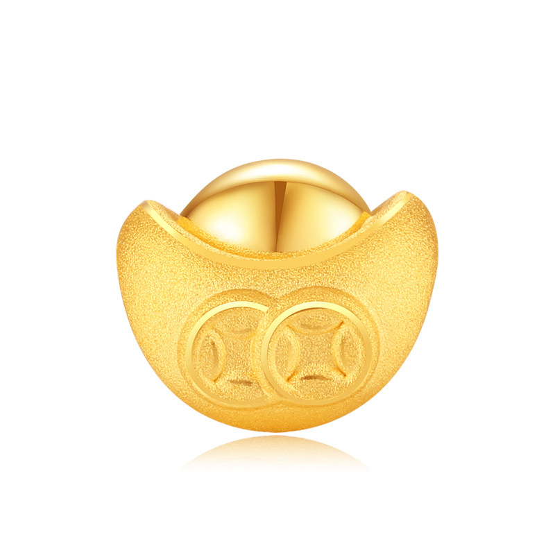 吉盟珠宝 元宝系列足金金钱款元宝转运珠yz245