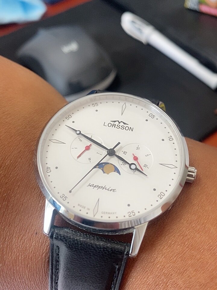 罗臣多功能男士手表星期日历月相夜光防水送男生高端生日礼物