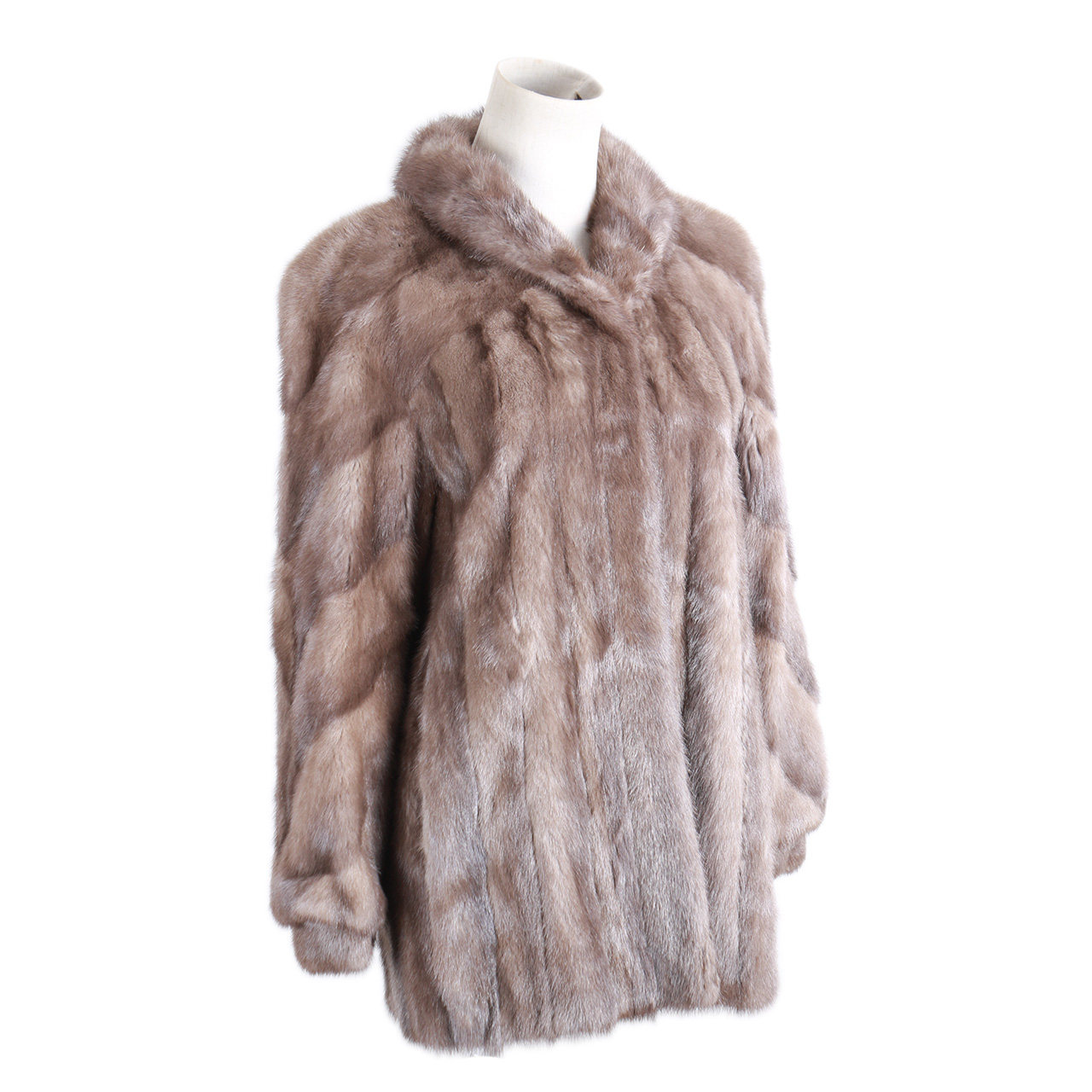 [9.5新]saga女士貂毛皮草黑色大衣外套91129012