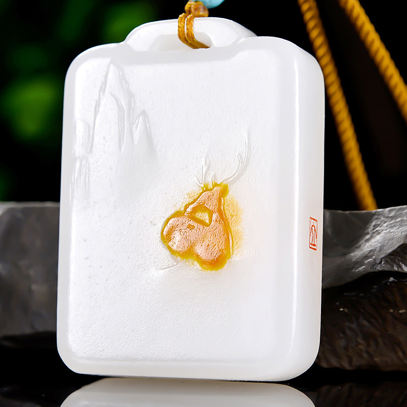 【一级白细料 福禄寿】玉雕名家冯立辉 和田玉 羊脂玉 鹿玉牌 57g