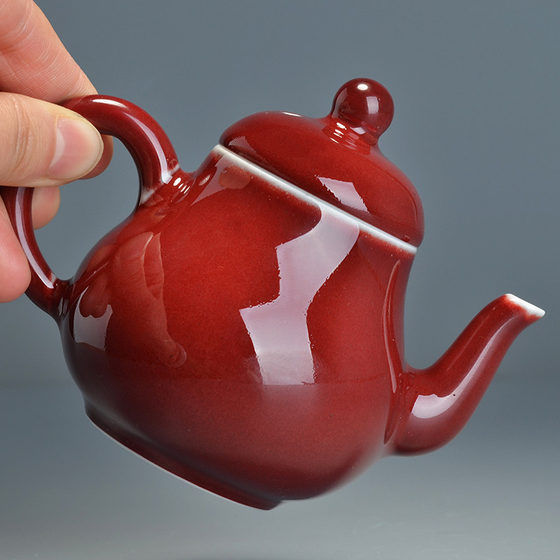 【格物】霁红釉思亭茶壶 高温颜色釉珍品 景德镇手工茶器 茶具