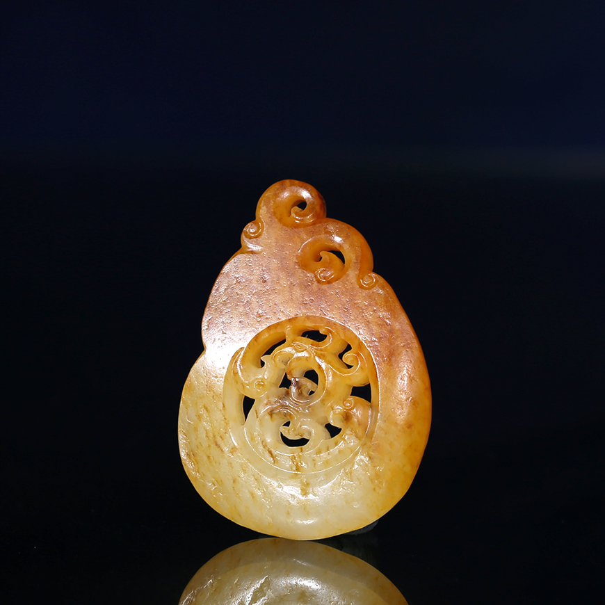 苏州玉雕名家孙永海作品《仿古龙凤配》和田玉籽料-相王玉雕