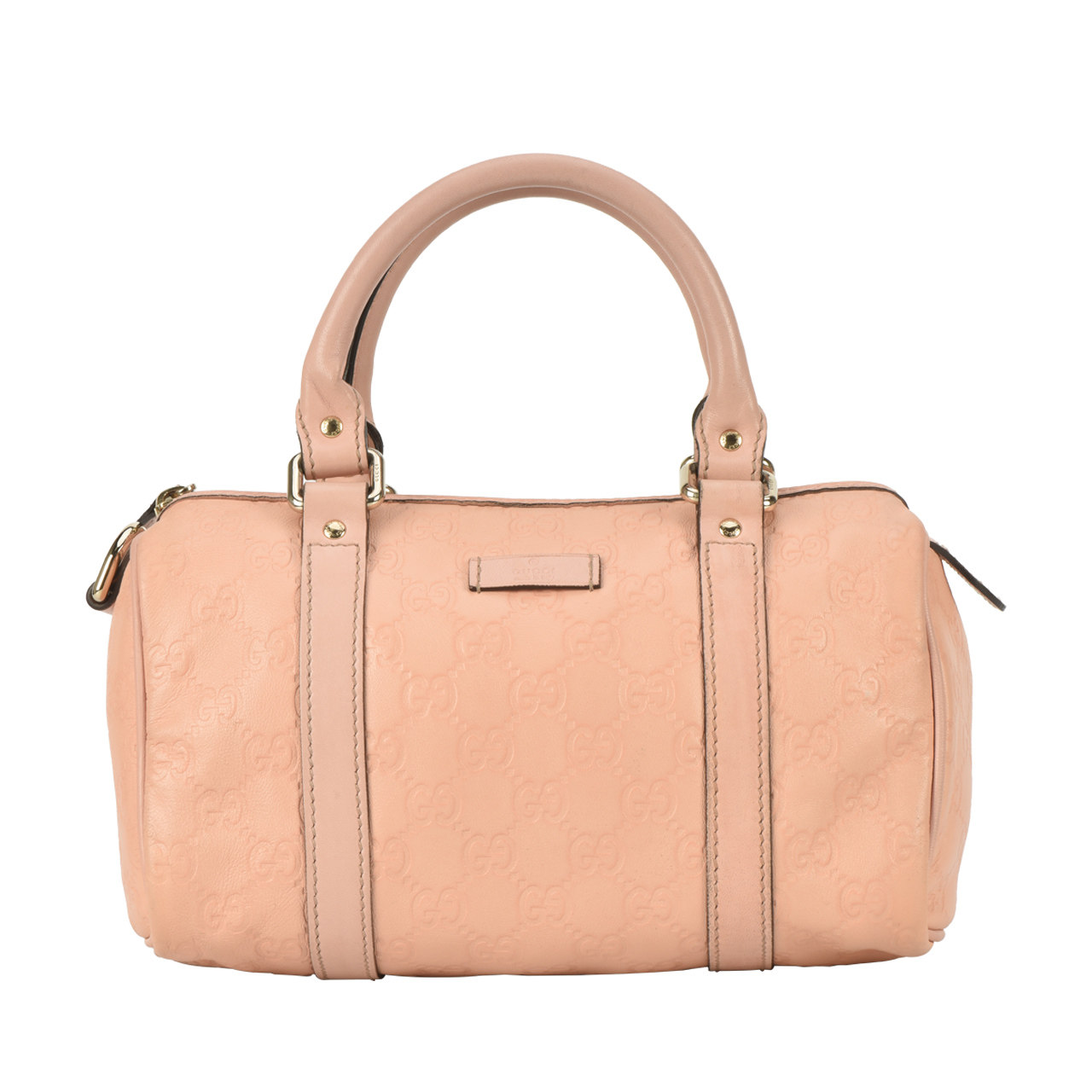 [9.0新]古奇gucci女士粉色牛皮双g压纹小号波士顿手提包10015590