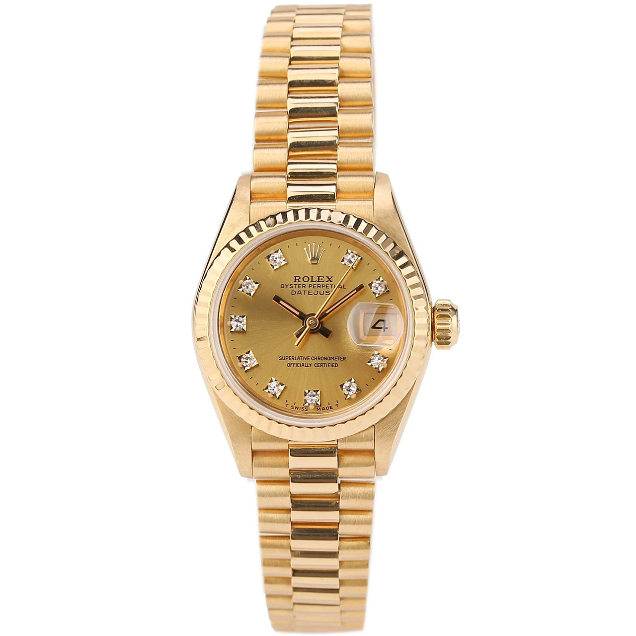 [9.5新]参考指导价198000劳力士18k黄金原镶时标钻自动机械女手表