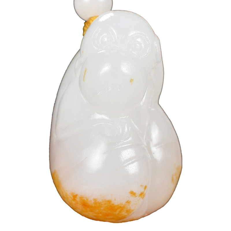 【灵猴献瑞 生肖猴】和田玉苏工精美 挂件 吊坠 16.86克p