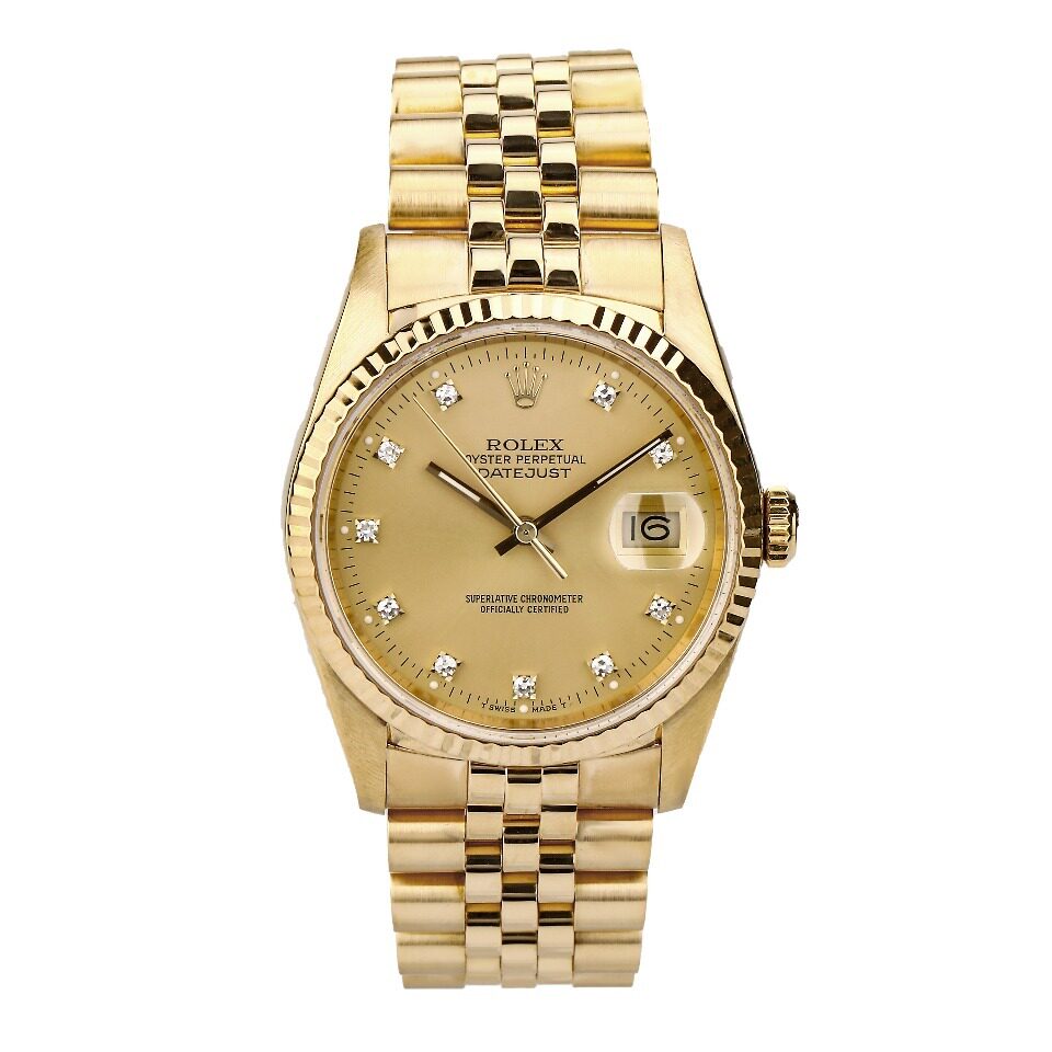 保值收藏[低价捡漏][9.5新]劳力士18k黄金后镶钻石自动男表 16238