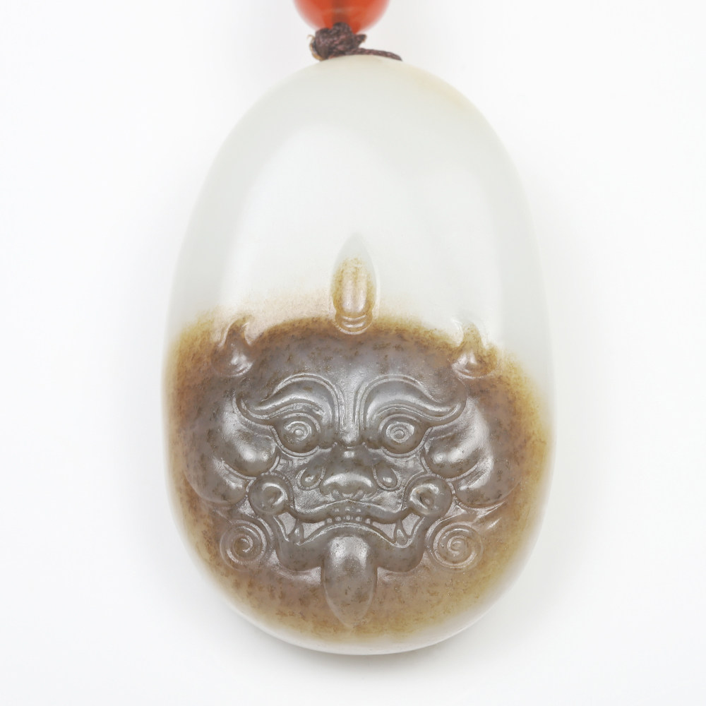 【辟邪守护】高端精品和田玉糖玉俏色兽面辟邪挂件吊坠男女51.17g
