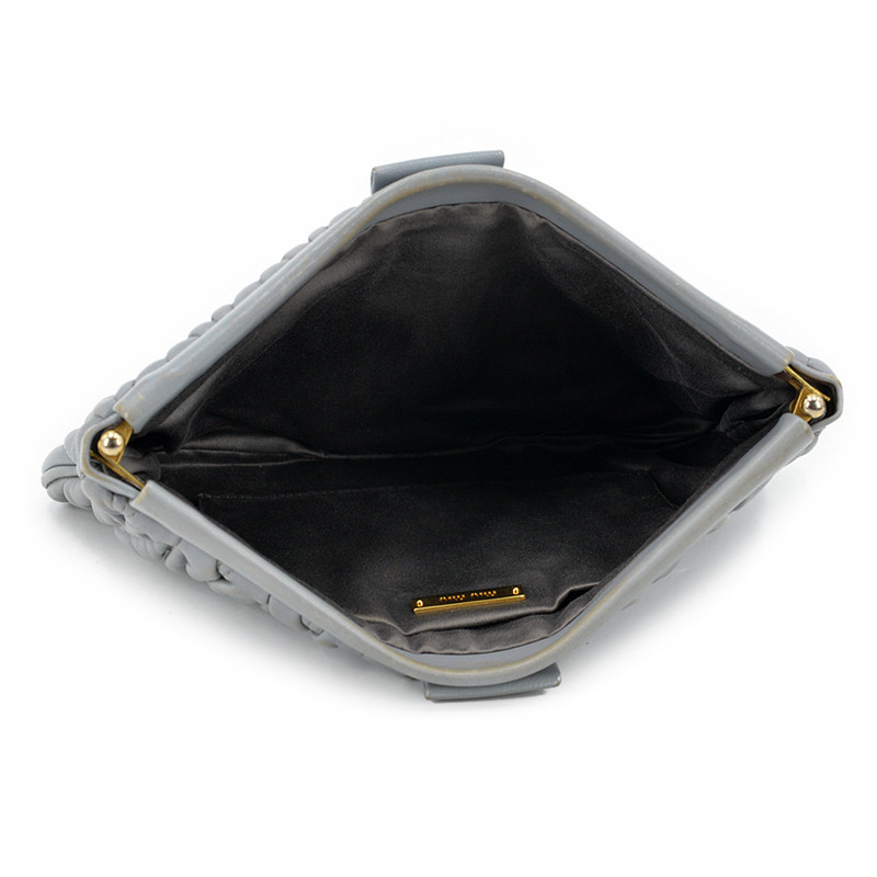 [9.0新][中检]缪缪miumiu女士水泥灰真皮手拿包手拎包手袋