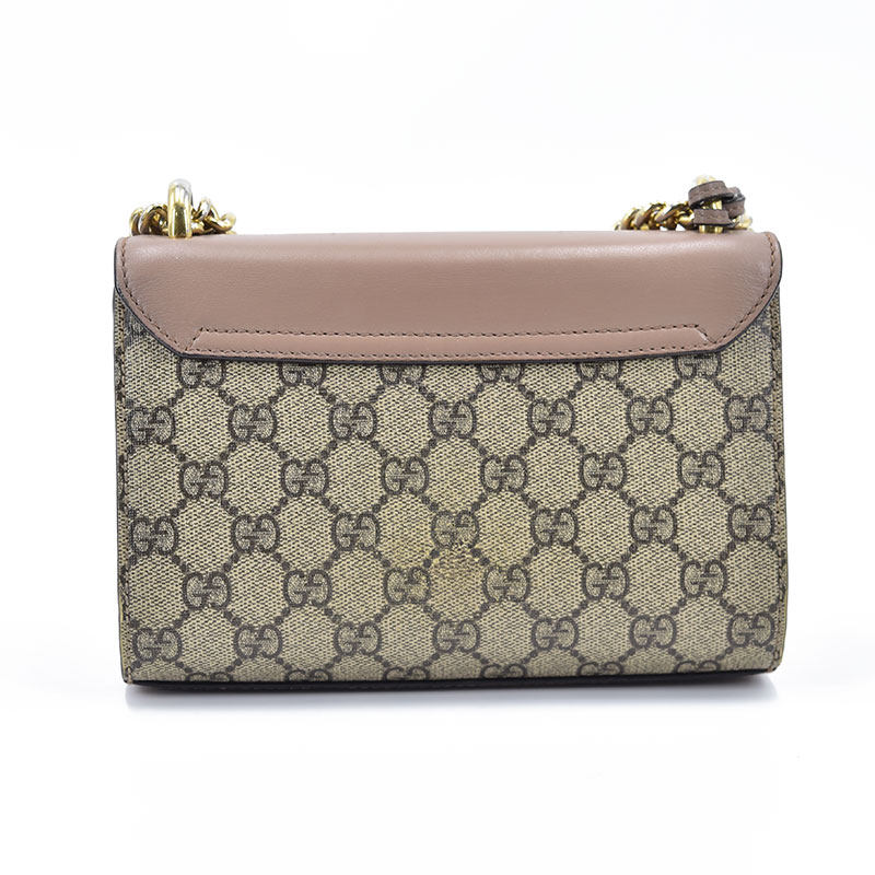 [9.0新]古驰gucci豆沙色珍珠padlock系列woc链条包单肩斜挎包