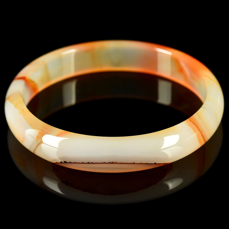 29.50克【特色三色玛瑙手镯】内径59mm纹理清晰红白正圈手环精美