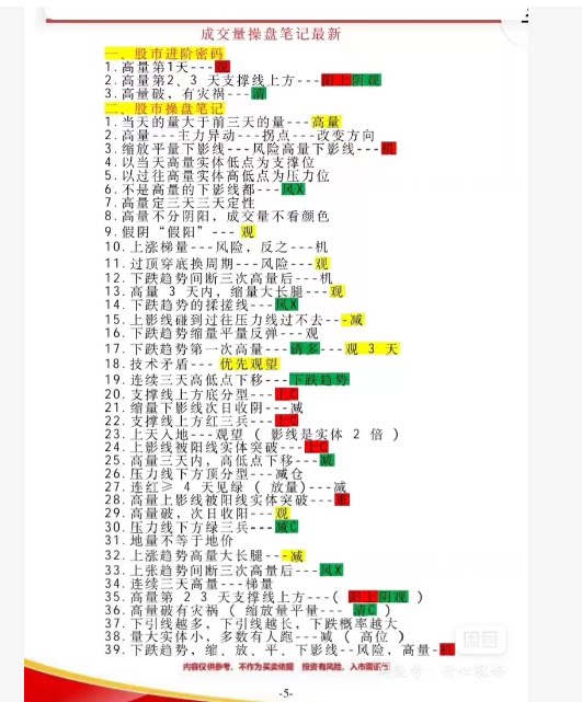 《量价操盘笔记合集》，80页电子版资料，内容涵盖成交量密码