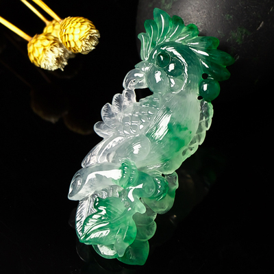 天然翡翠缅甸玉器a货正品冰种飘花英明神武玉佩玉吊坠7.16g