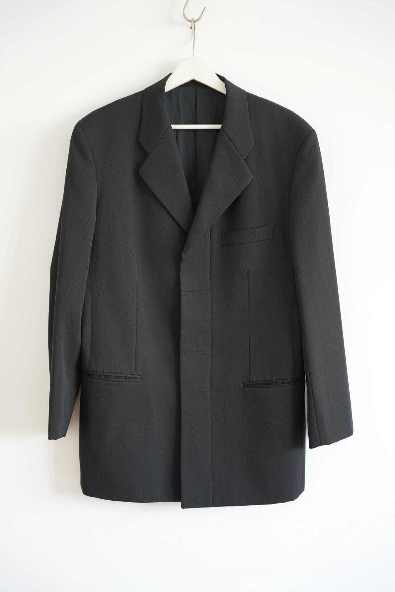 Issey Miyake Men 88AW Hidden Button Wool Suit — front