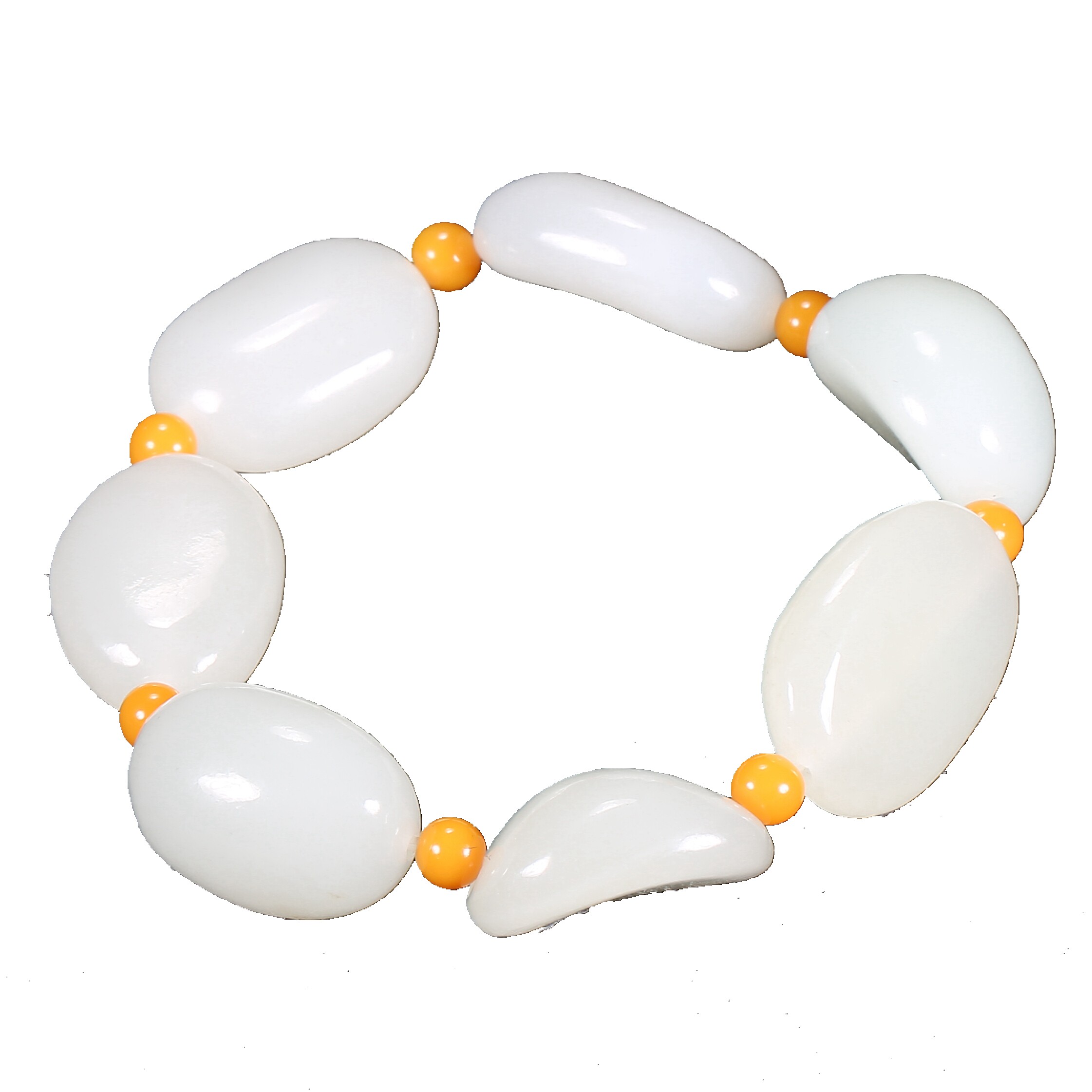 【随形原石】和田玉 羊脂白玉 随形 手串 手链 77g