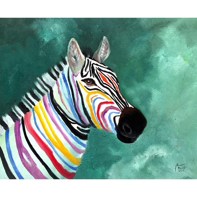 韩成洋《斑马之四》布面油彩|原作|客厅装饰画