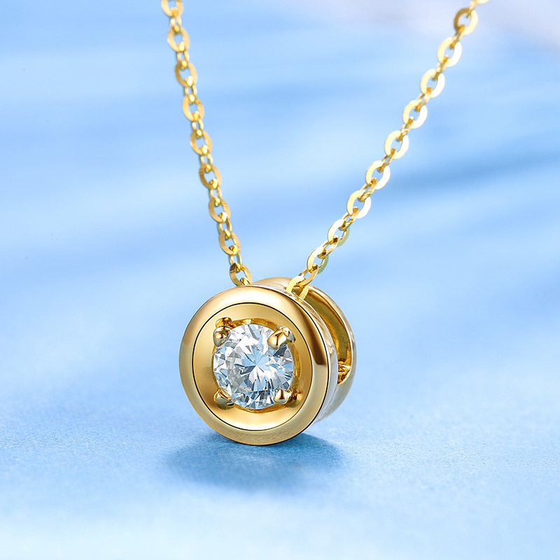 【降价拍】喜钻18k金钻石吊坠主钻11分新品泡泡项链送同色银链 - 拍卖