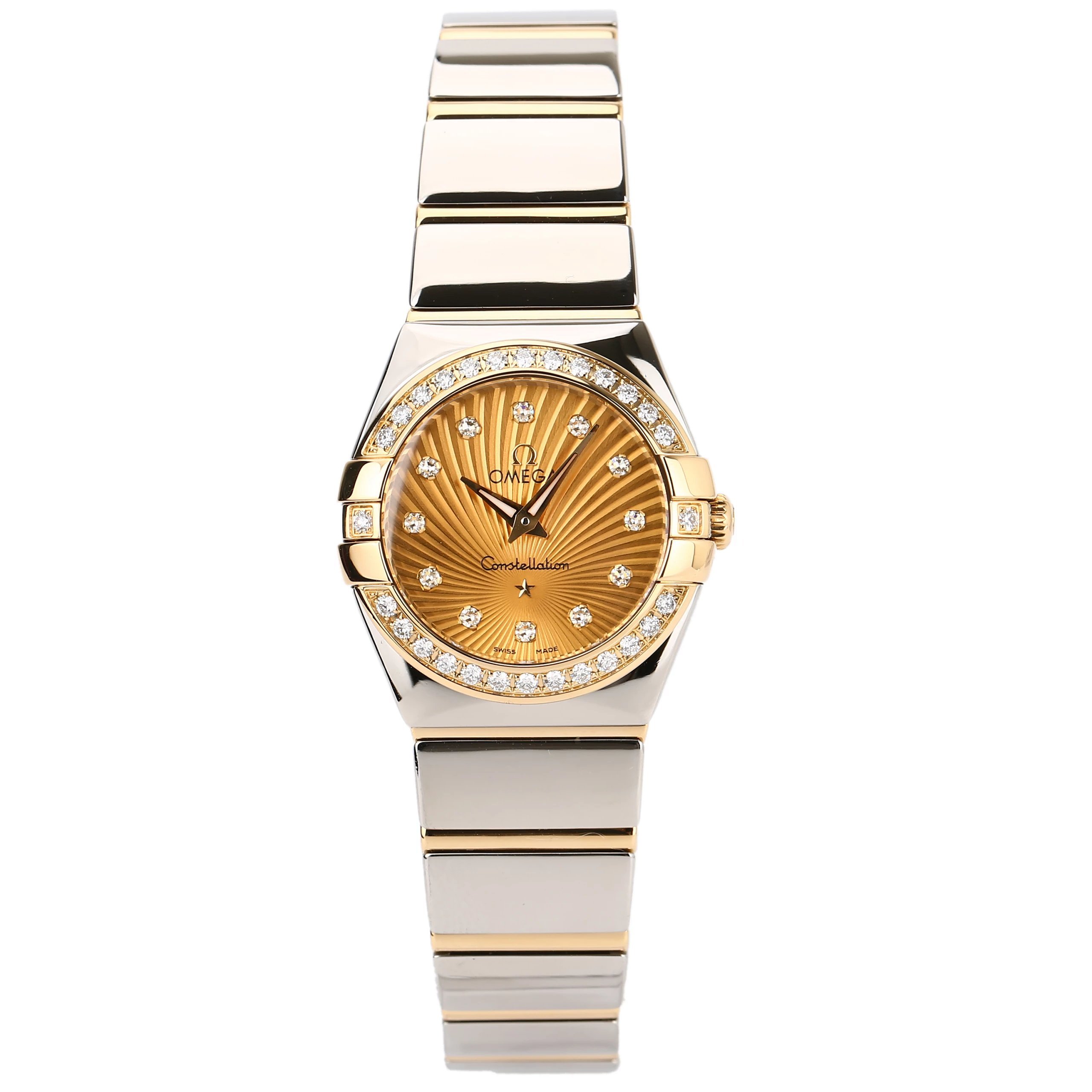 5新]欧米茄123.25.24.60.58.002星座系列间金原镶钻石英女表