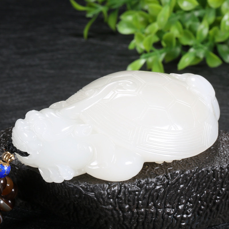 保值收藏【一级白无瑕美玉】和田玉羊脂白玉把件 龙龟 286克