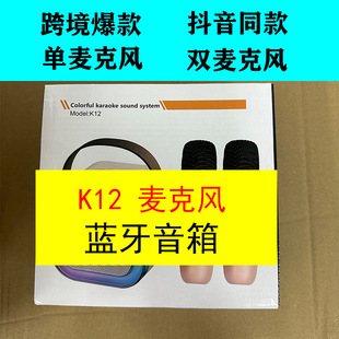 外贸跨境爆款K12话筒音箱一体麦克风迷你家用无线儿童K歌蓝牙音响