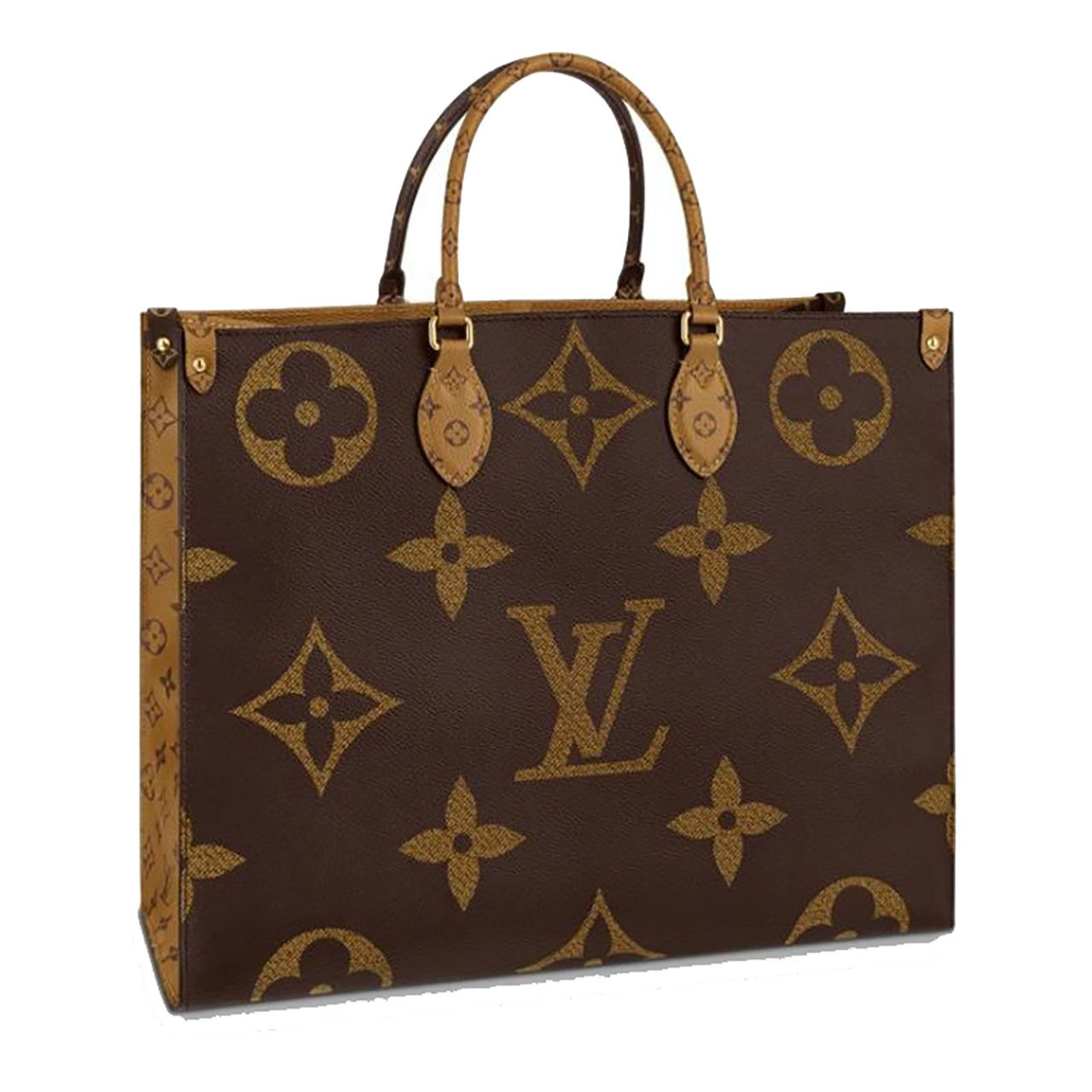 [9.9新]路易威登lv onthego老花拼色手提单肩购物袋-369