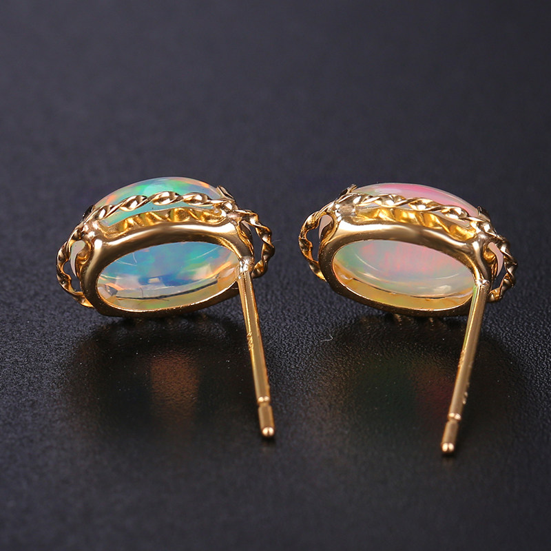 【无保留价】总1.4ct 天然欧泊耳钉 18k金 7v5082