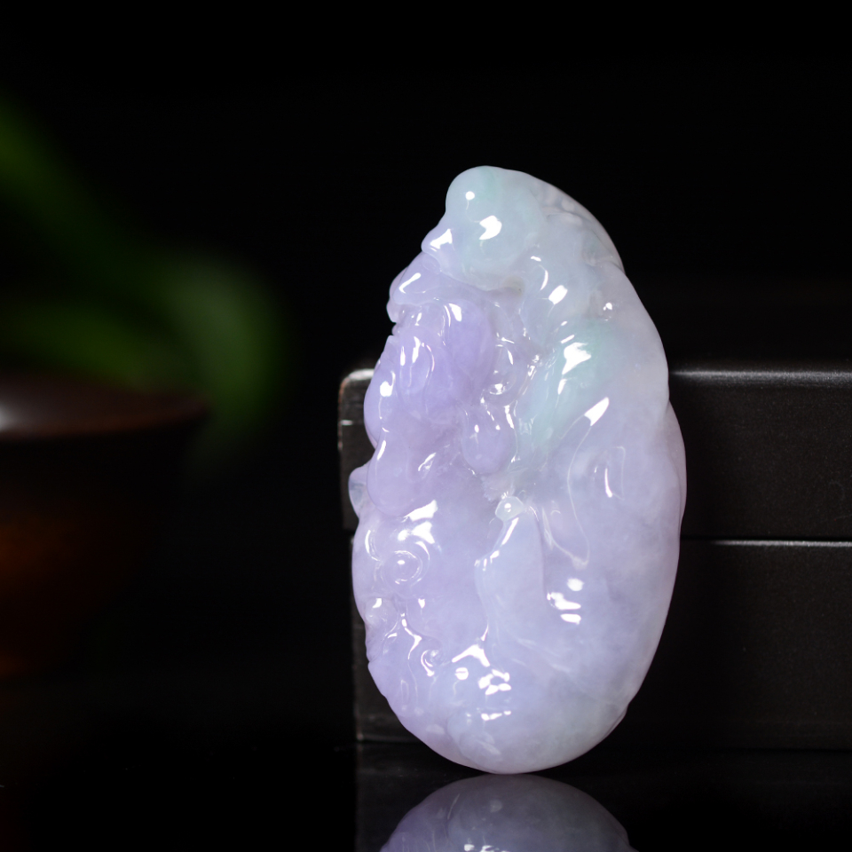 蒋红兵大师翡翠春带彩无相佛吊坠挂件天然翡翠缅甸a