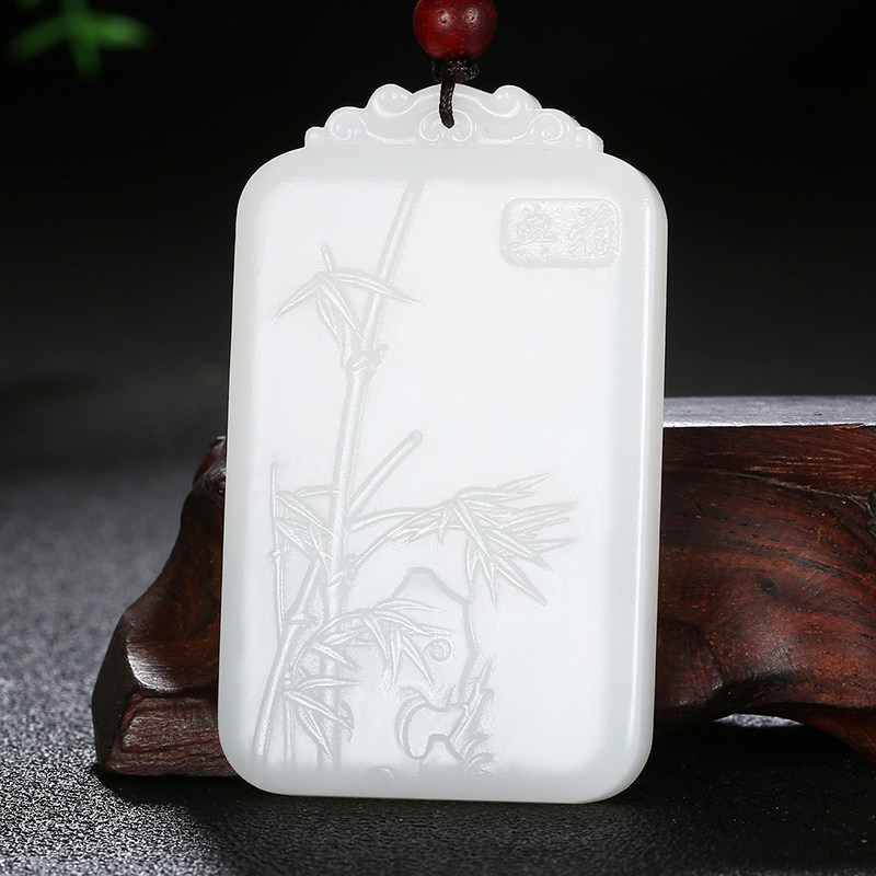 【羊脂白玉】【寓意:节节高升】和田玉白玉牌子挂件吊坠36.160g