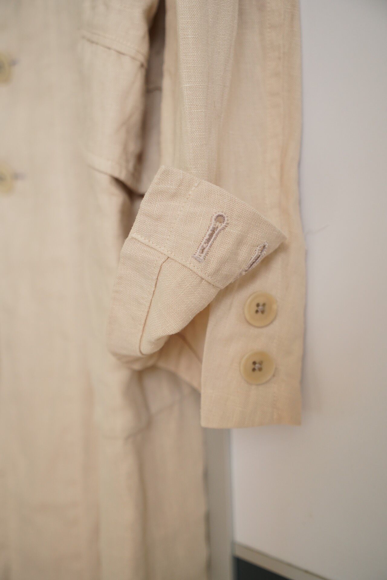 Yohji Yamamoto 15ss Beige Linen Coat — detail