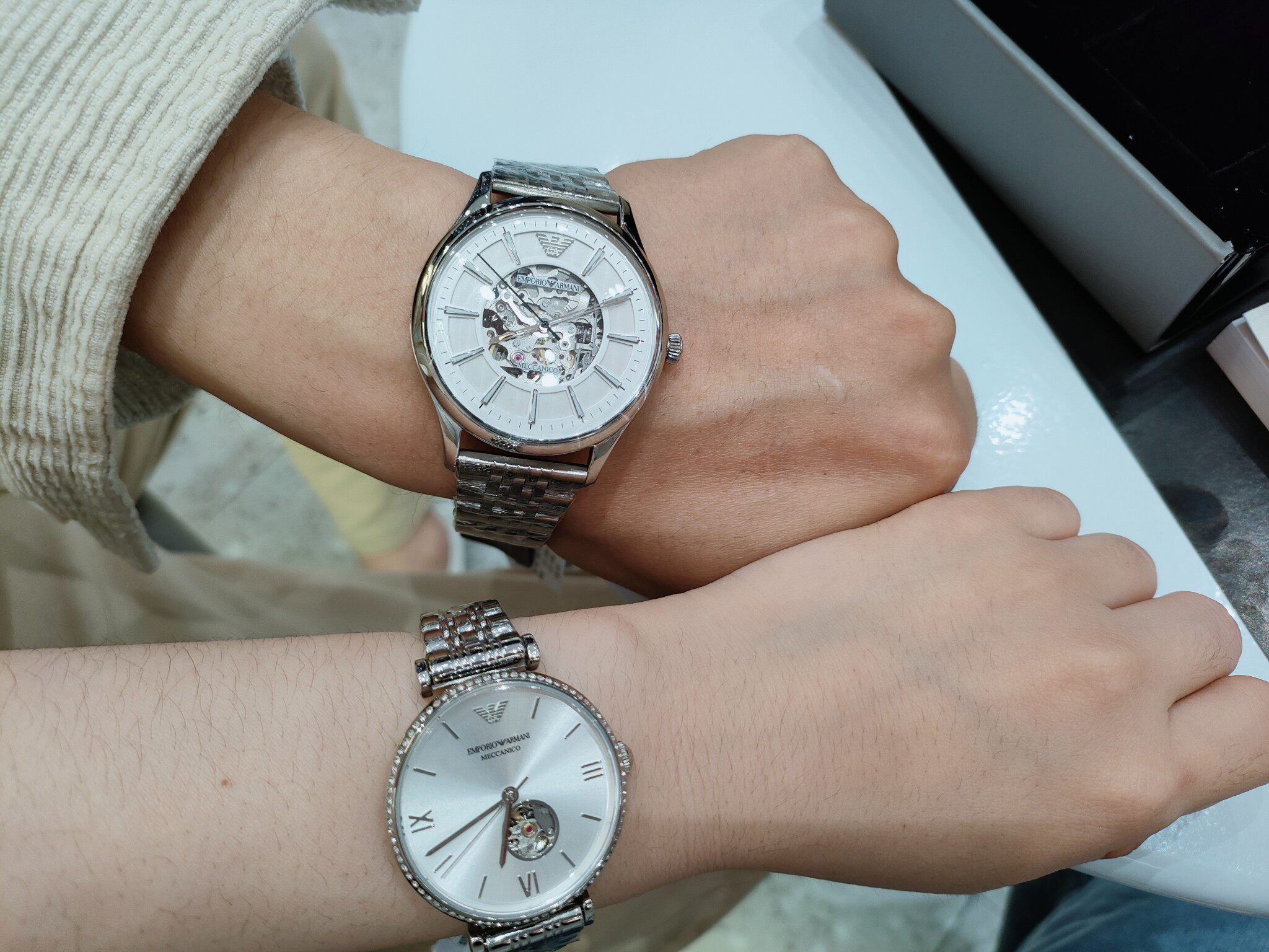 阿玛尼潮流镂空情侣机械表,送男朋友520高端情侣礼物