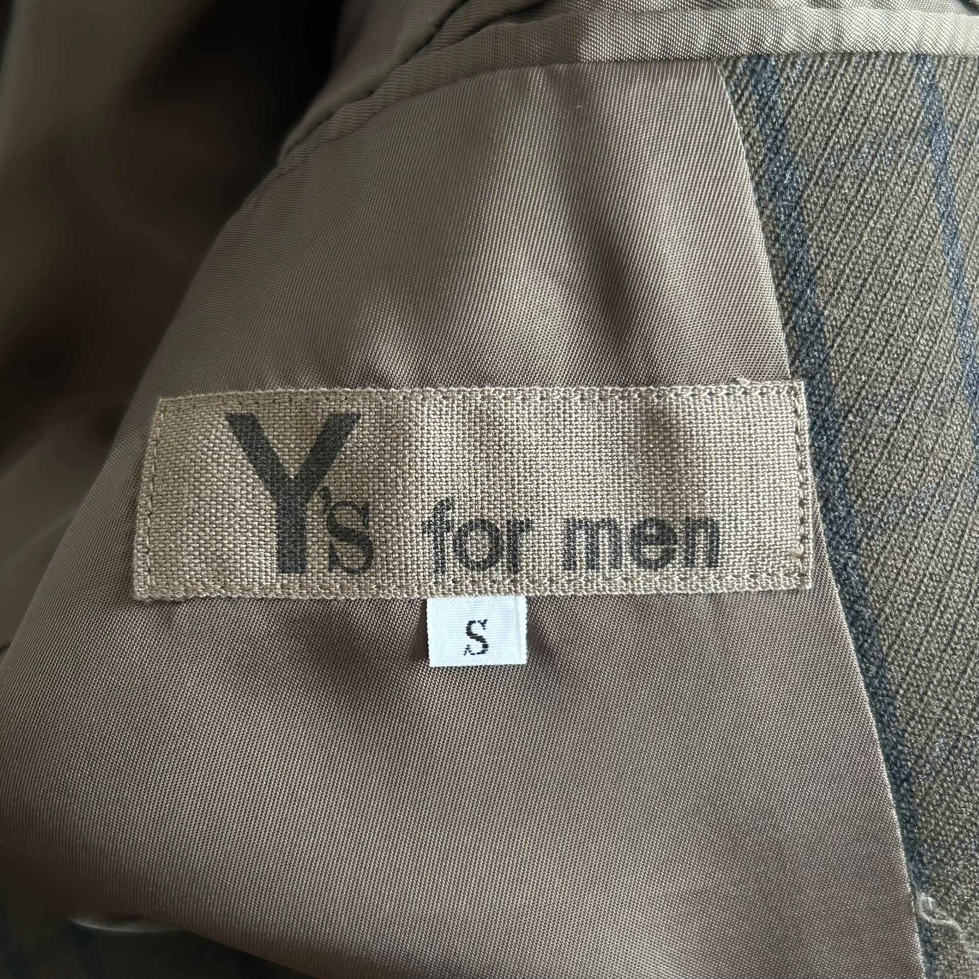 Yohji Yamamoto 80s Olive Check Blazer — label