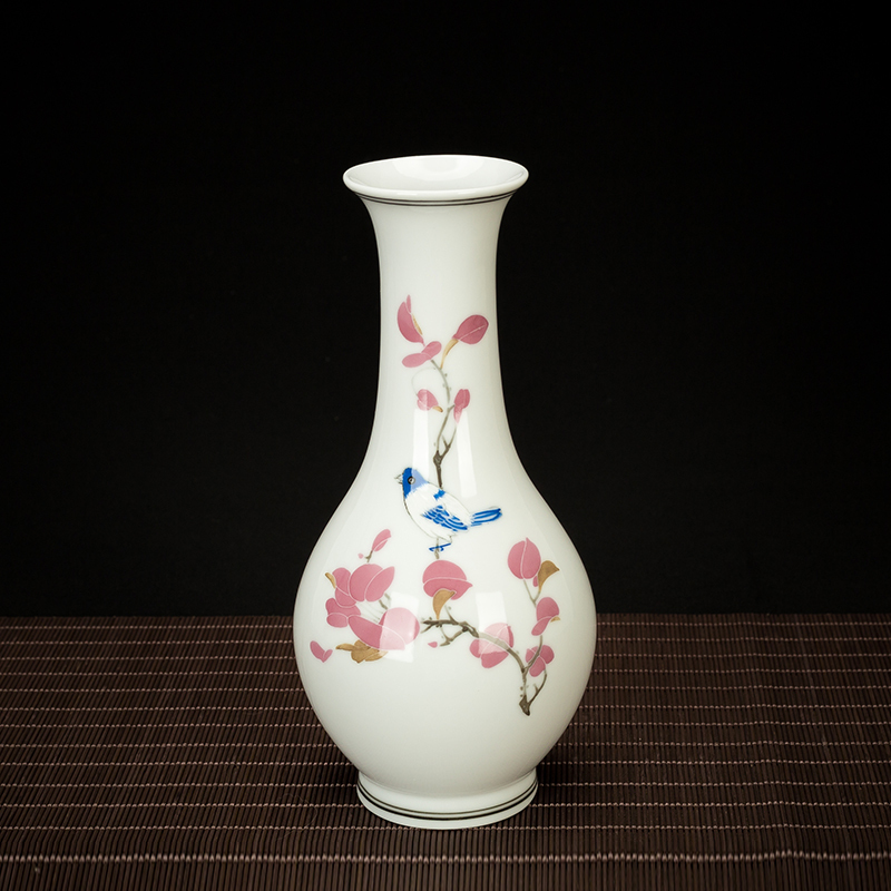 【精美收藏】系80年代中*海用瓷 纯手绘洪江大球泥 喜上眉梢赏瓶