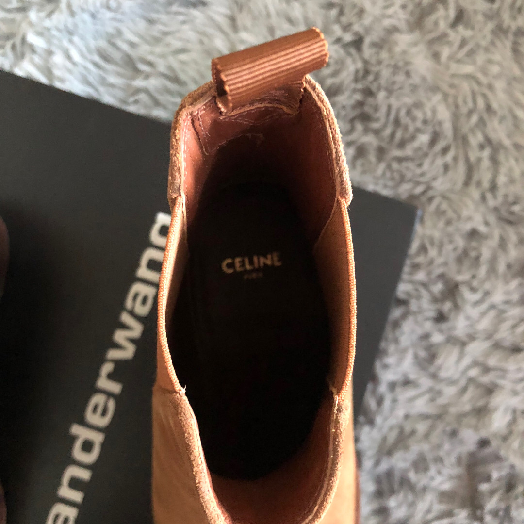 Celine Brown Suede Chelsea Boots — front