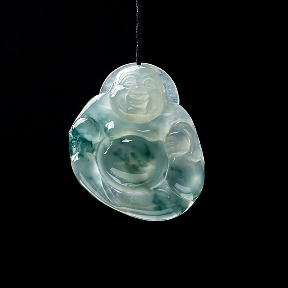 四会直供 事成 天然a货冰种飘蓝花 逍遥佛11.94g