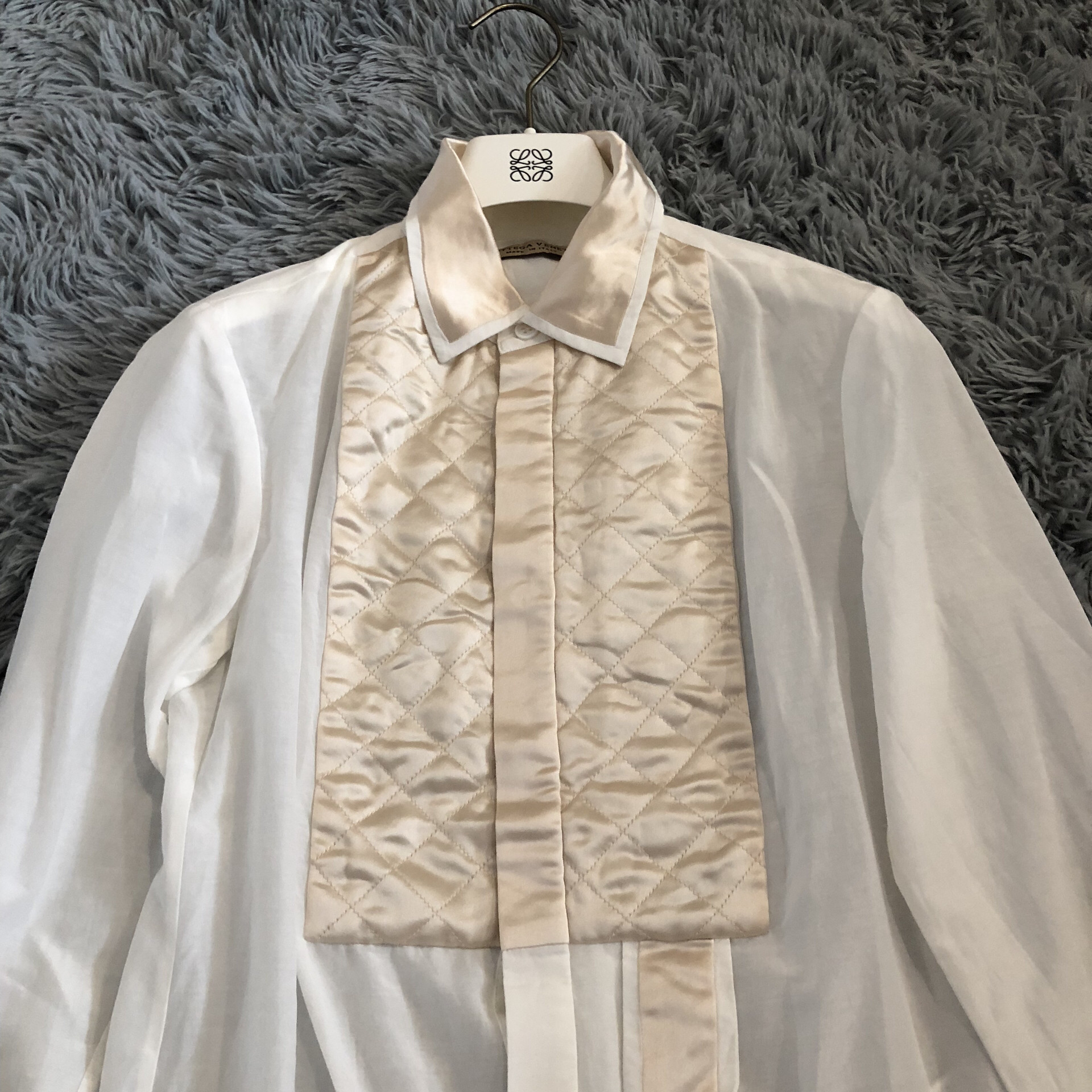 Bottega Veneta Diamond-Quilted White Shirt — front