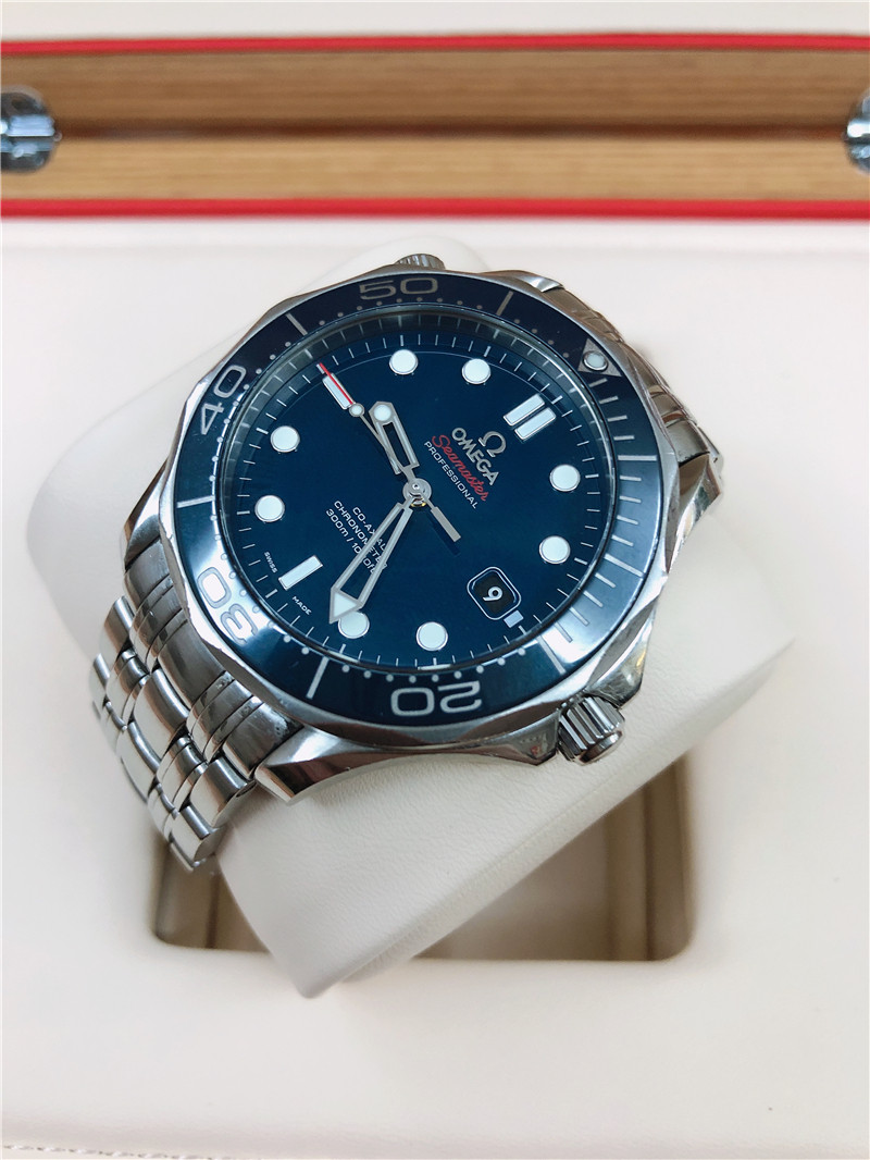 [95新]omega欧米茄海马系列精钢小水鬼蓝盘陶瓷圈自动机械男手表
