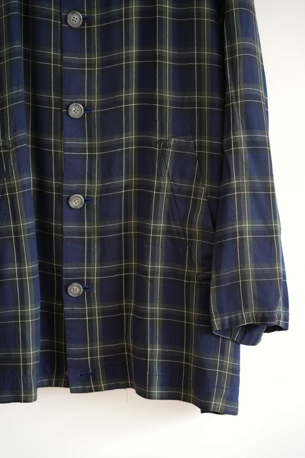Yohji Yamamoto 90s Blue-Green Plaid Jacket — label